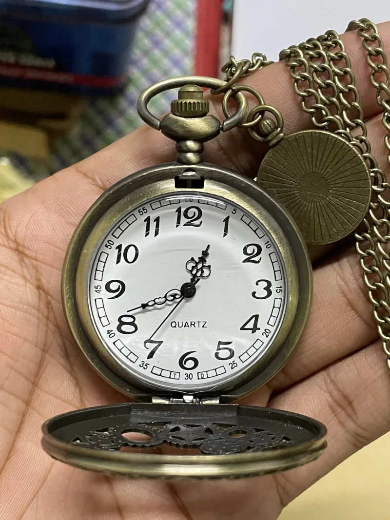 Unique Pocket Watch Necklace Vintage Antique Quartz Pendant  Chain Clock Wedding Anniversary  Birthday Gift - Image 2