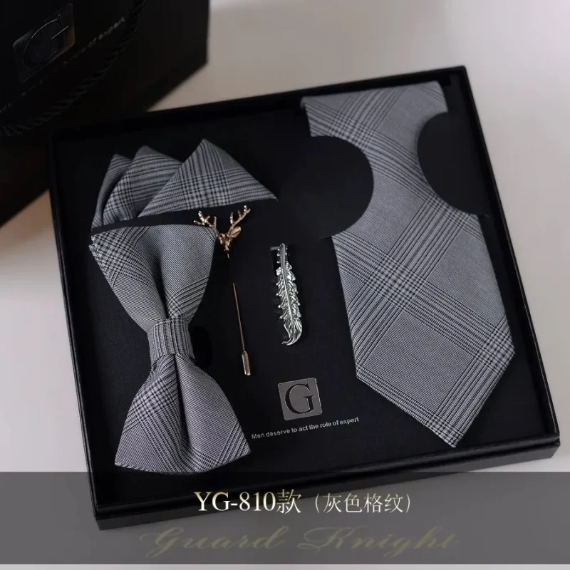 Gift Box Tie set for Men Bridegroom Business Formal Retro Bow Tie Fashion Birthday Aniiversary Corporate Gift